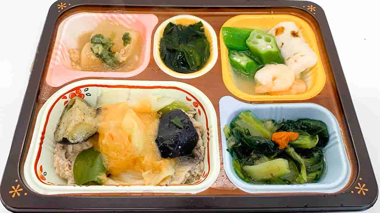 豚肉の味噌炒めとオクラと海老の和風だし-メニュー全体写真