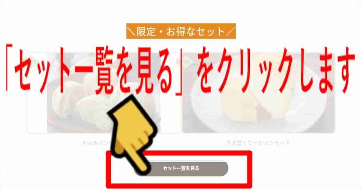 公式サイトのトップページをスクロールいしていくと、「限定・お得セット」がありますので、「セット一覧を見る」をクリックします。