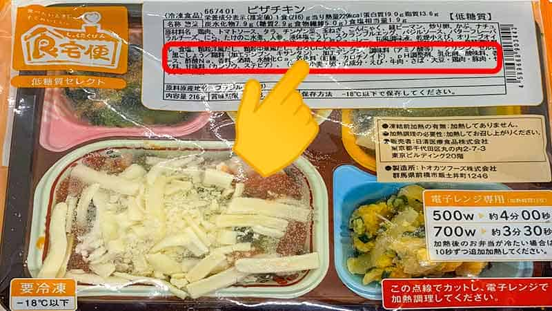 パッケージに記載されている添加物の種類の写真